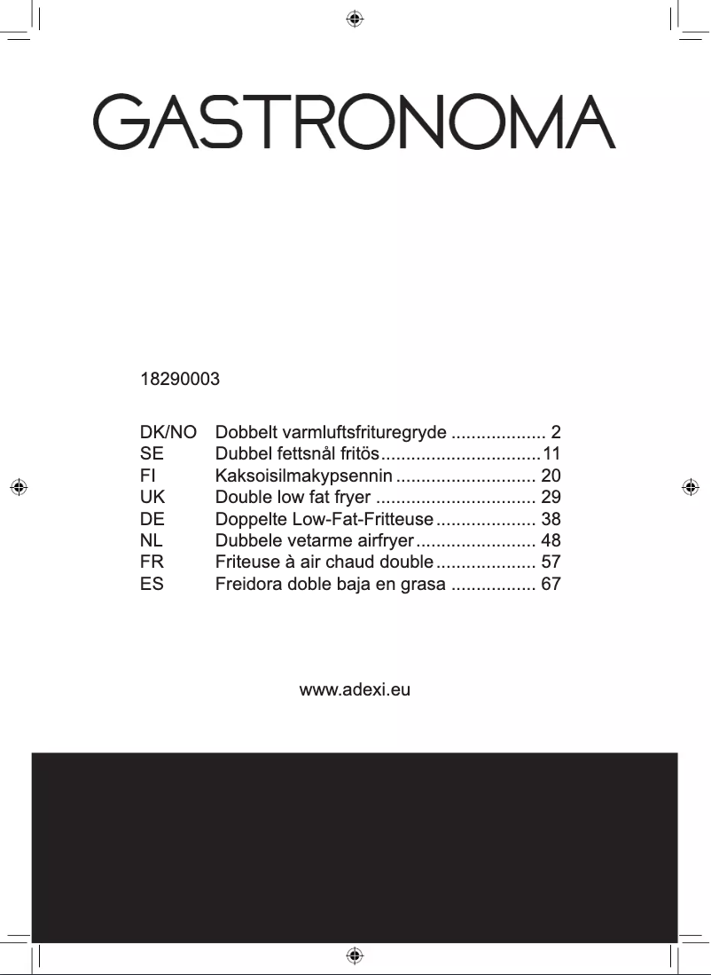 Page 1 of the manual User Manual Gastronoma 18290003