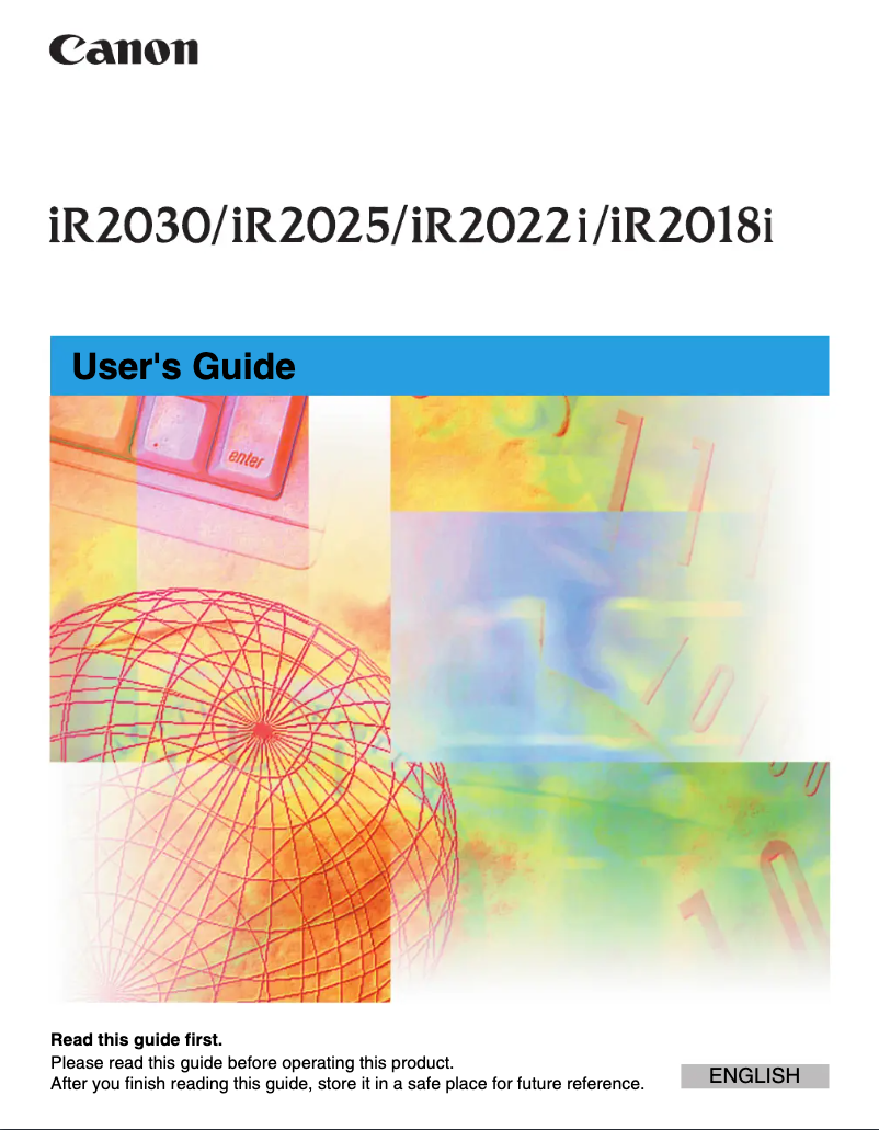 First page image of the manual for iR2018i