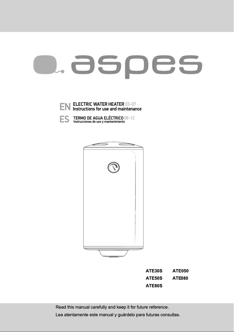 First page image of the manual for ATE050