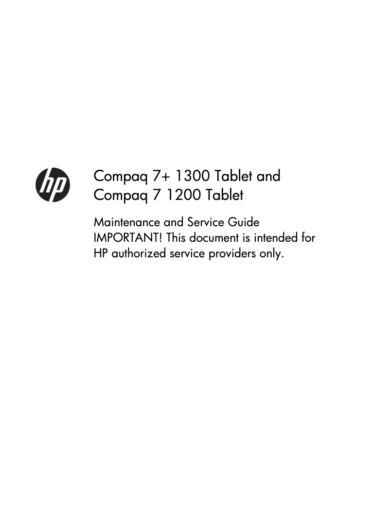 First page image of the manual for Compaq 7+ 1300