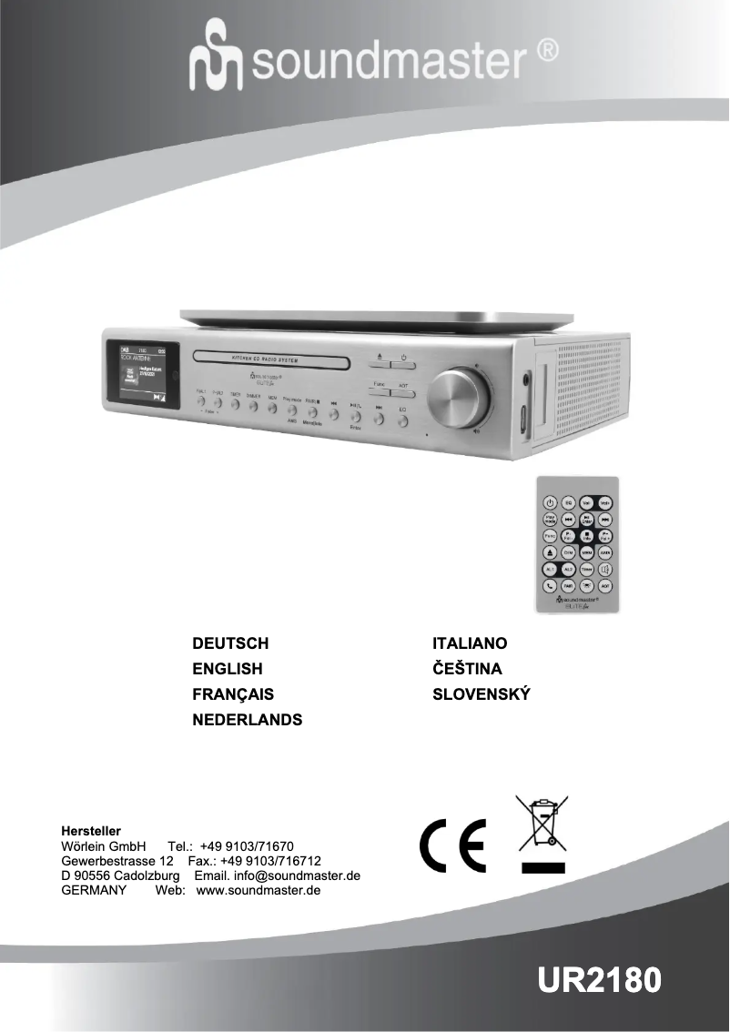 Page 1 of the manual User Manual Soundmaster UR2180