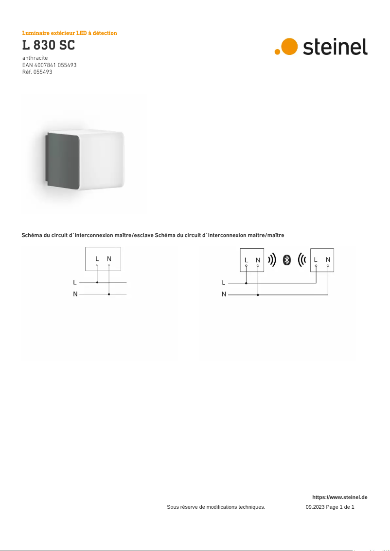 Page 1 of the manual Wiring Diagram Steinel L 830 SC