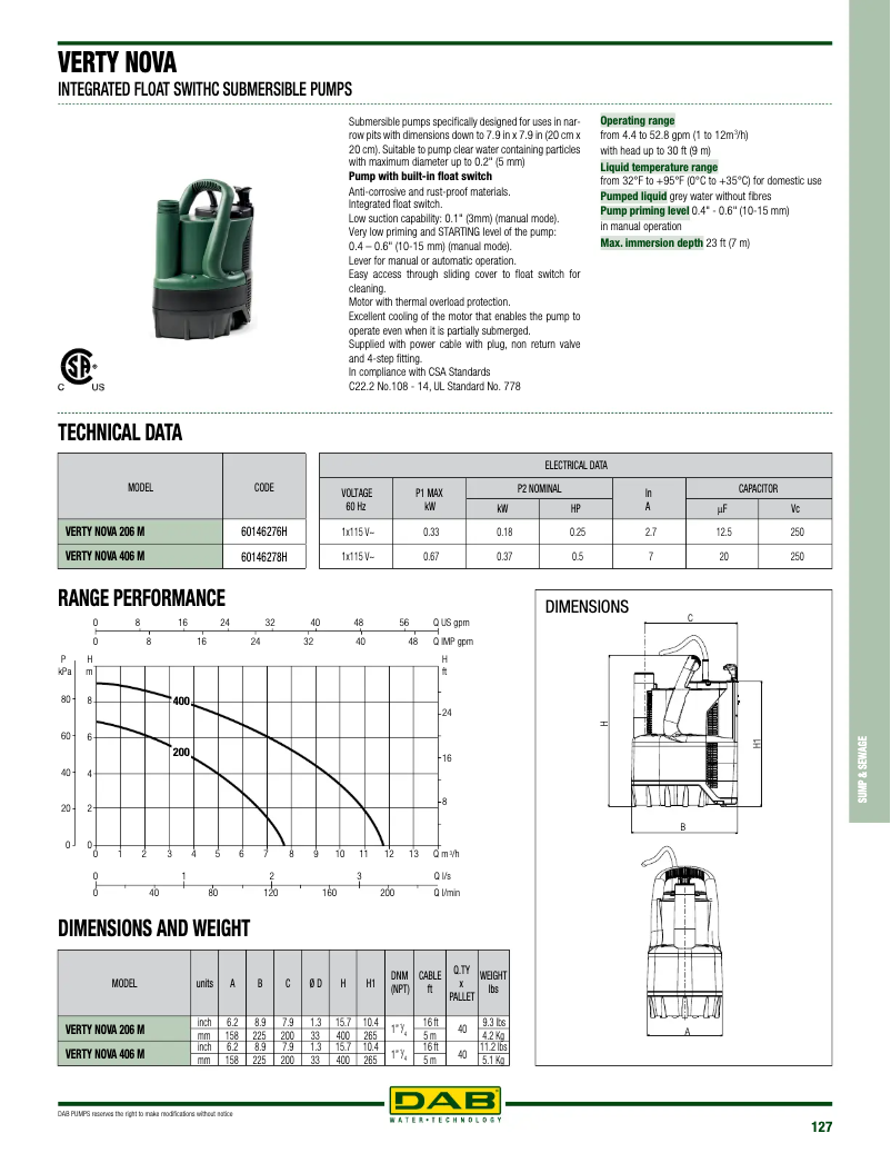 First page image of the manual for Verty Nova 200