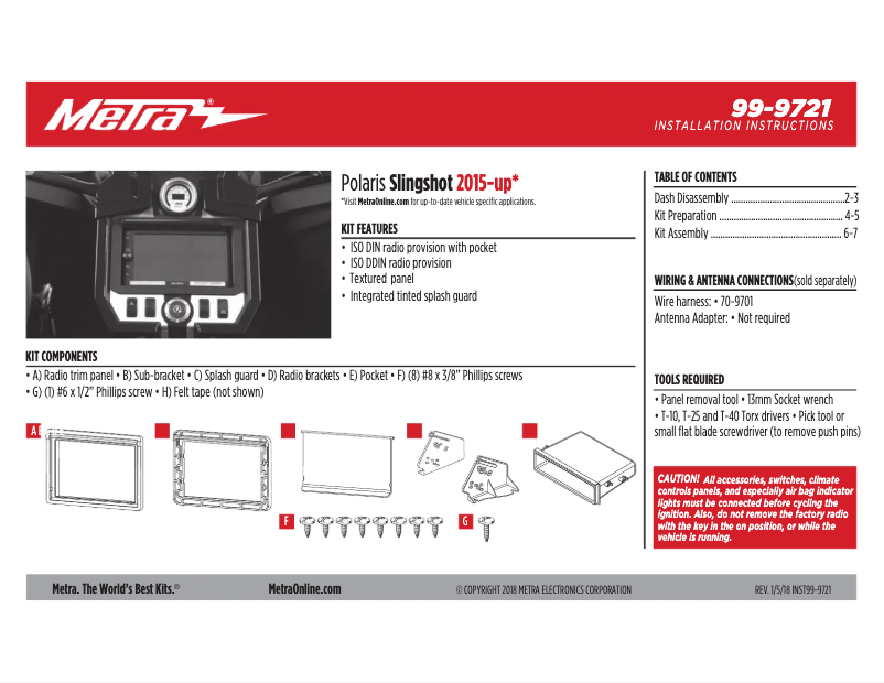 Page 1 de la notice Manuel utilisateur Metra 99-9721
