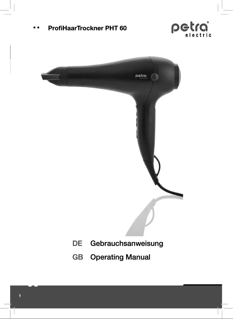 First page image of the manual for PHT 60