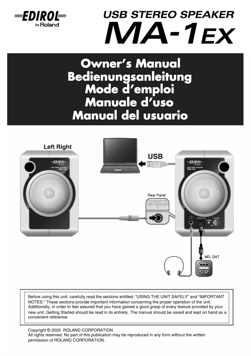 First page image of the manual for MA-1EX