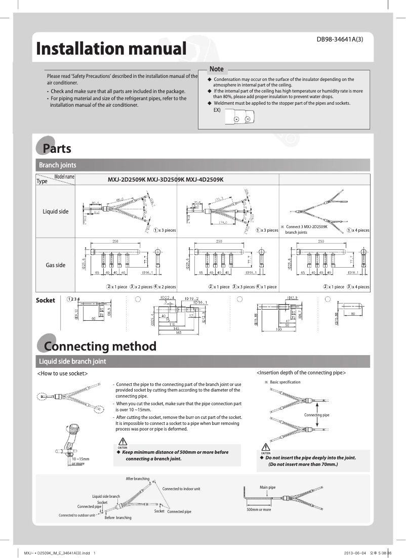 Page 1 of the manual User Manual Samsung MXJ-2D2509K