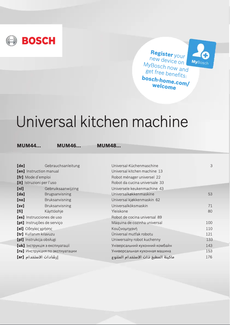 Page 1 of the manual Use and Maintenance Manual Bosch MUM4427