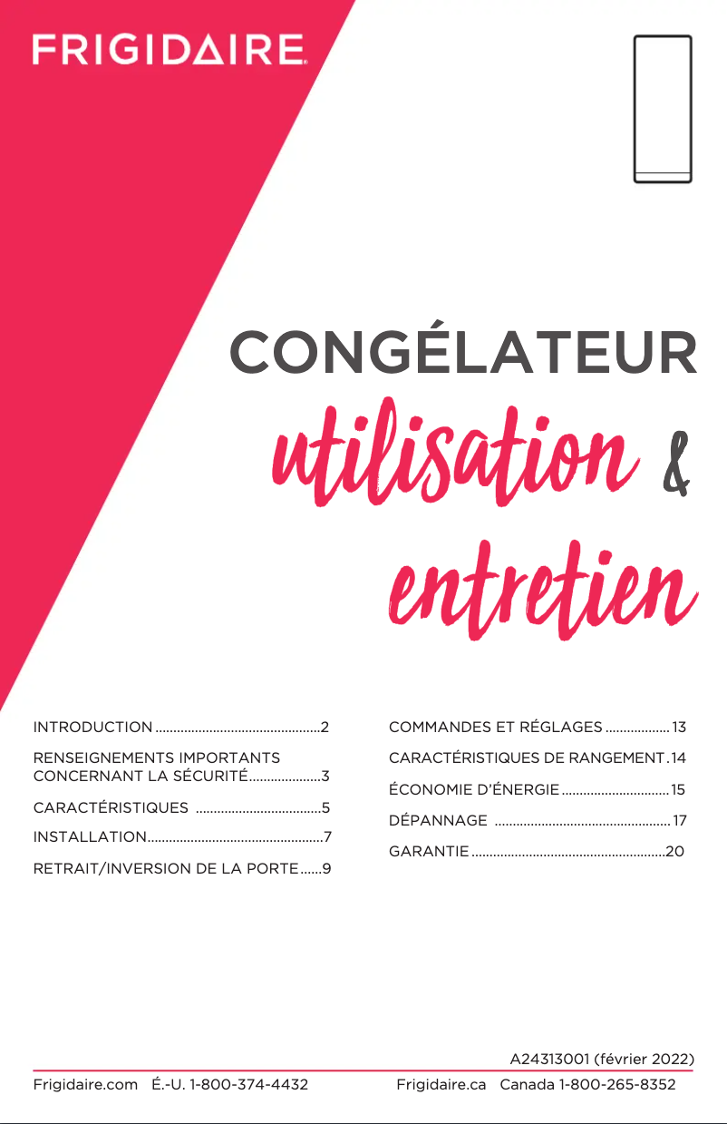 Image de la première page du manuel de l'appareil FFFU16F2VW