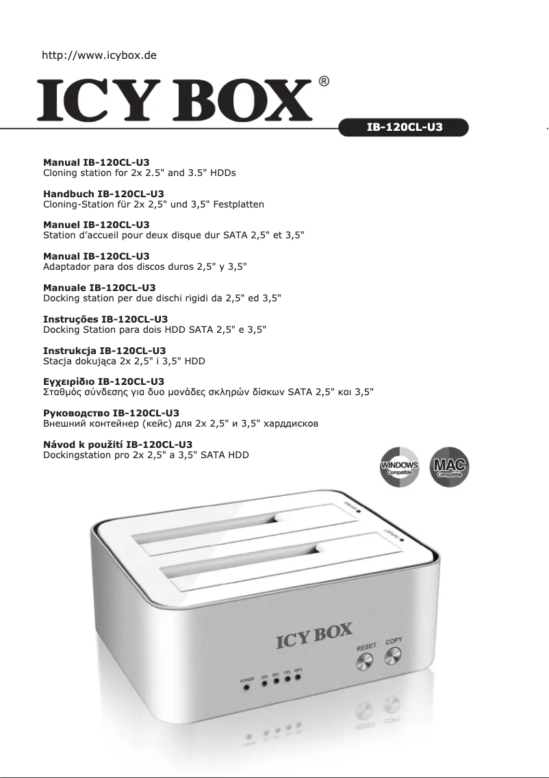 Page 1 of the manual User Manual Icy Box IB-120CL-U3