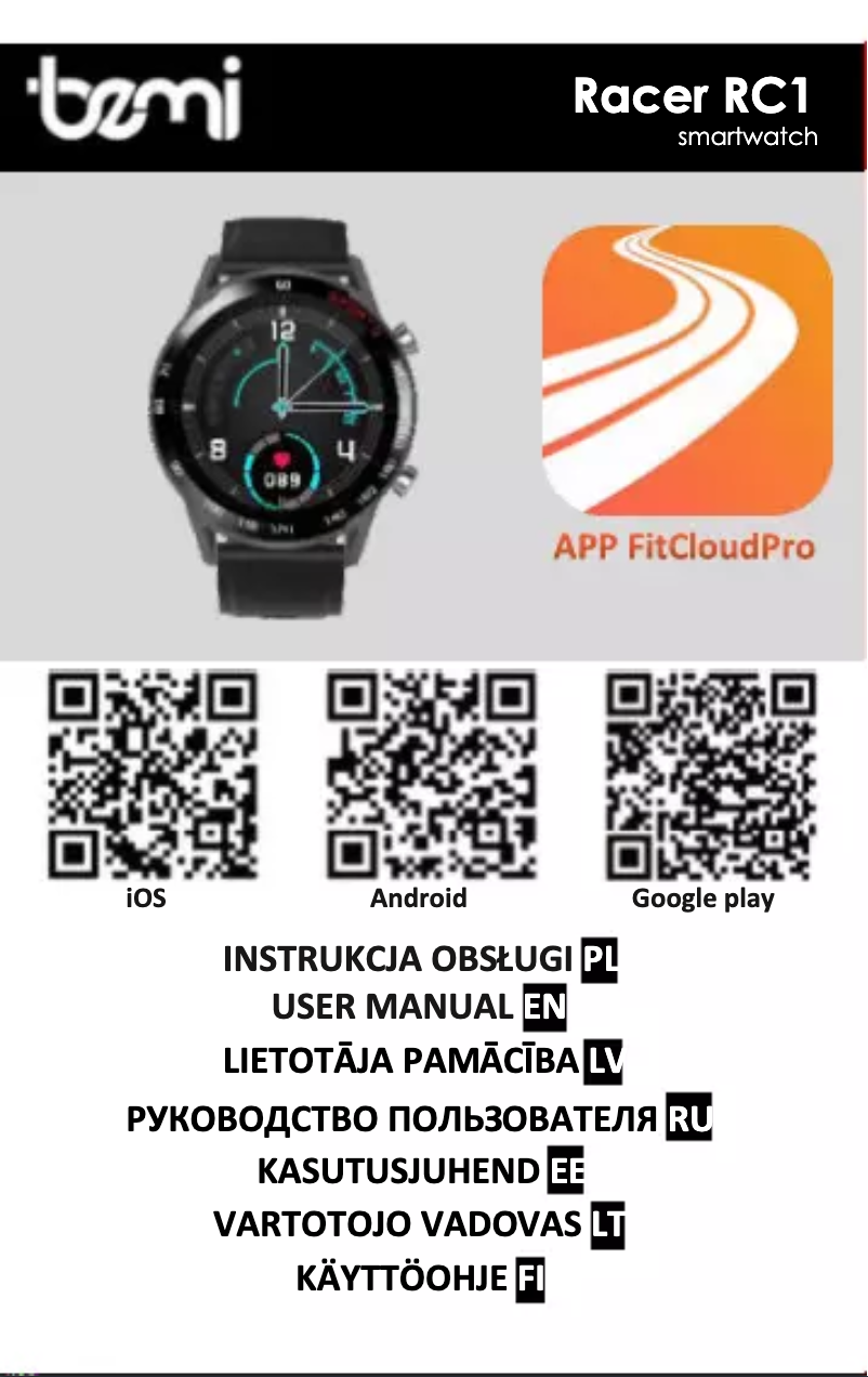 First page image of the manual for Racer RC1