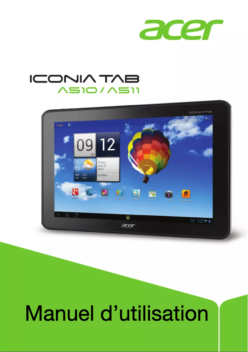 Page 1 of the manual User Manual Acer Iconia Tab A510