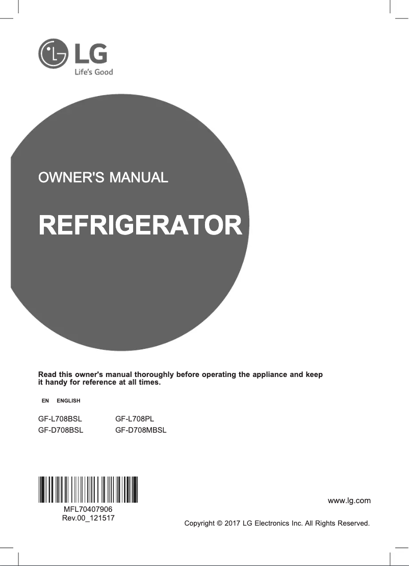 First page image of the manual for GF-L708PL