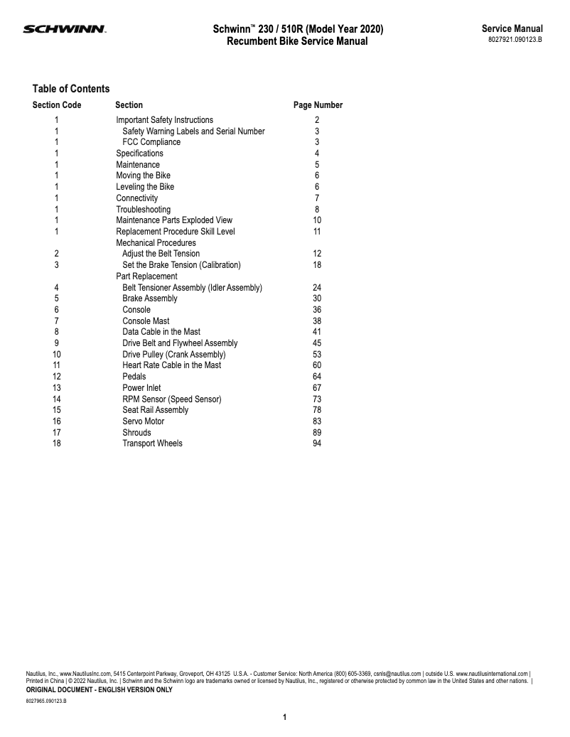 First page image of the manual for 230