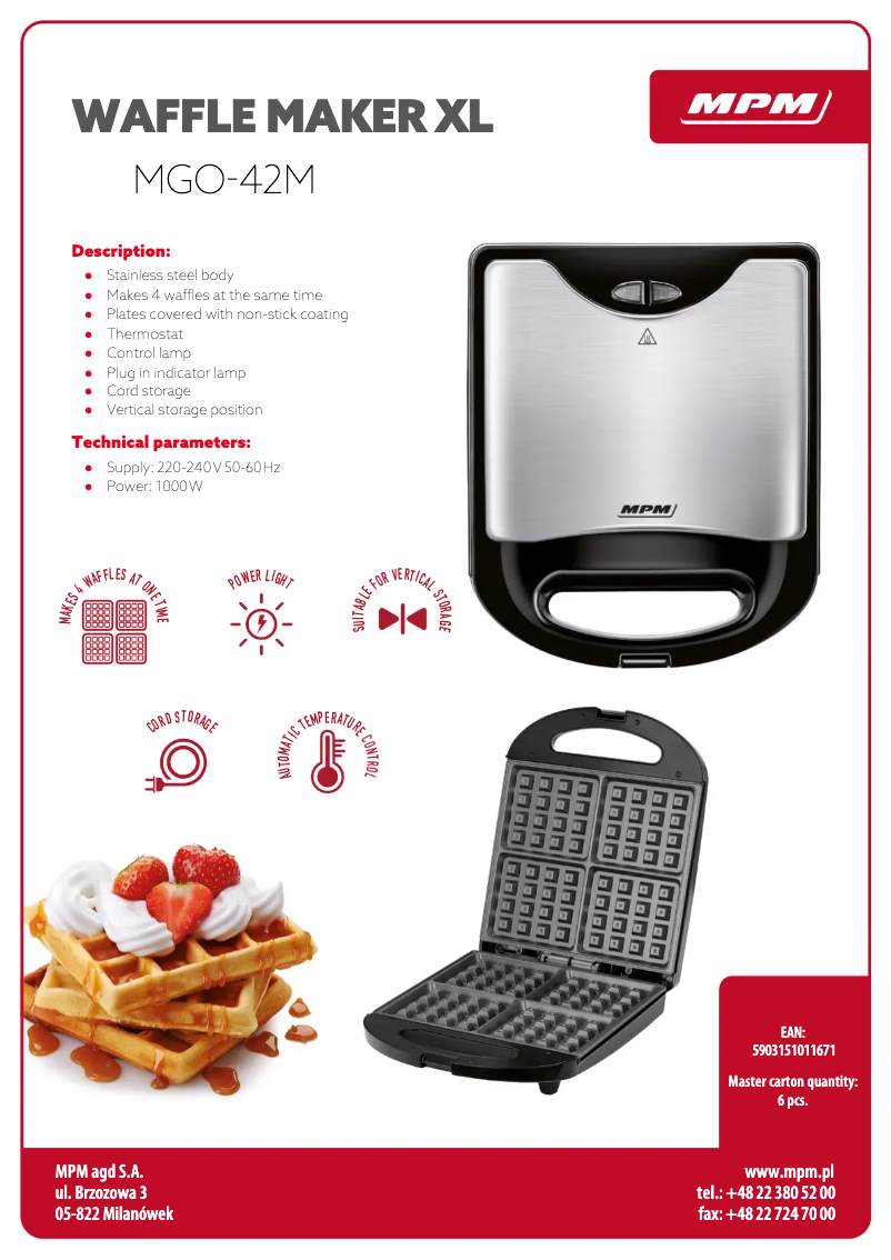 Page 1 of the manual Technical Sheet MPM MGO-42M