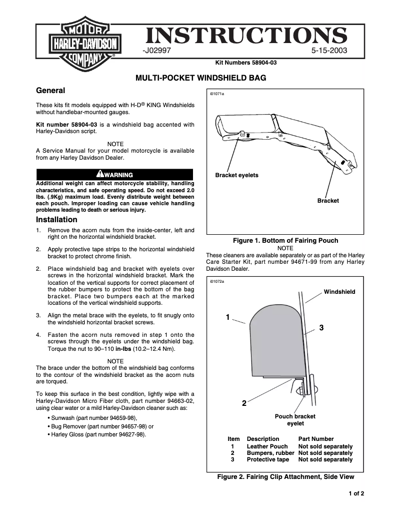 First page image of the manual for J02997 (2003)