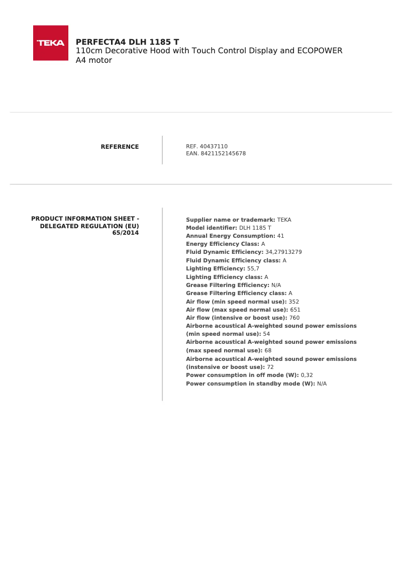Page 1 of the manual User Manual Teka DLH 985 T