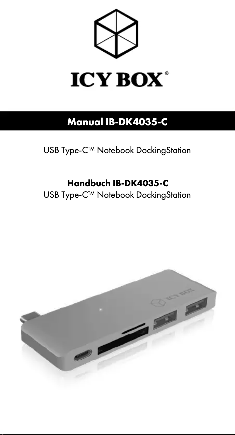 Page 1 of the manual User Manual Icy Box IB-DK4035-C