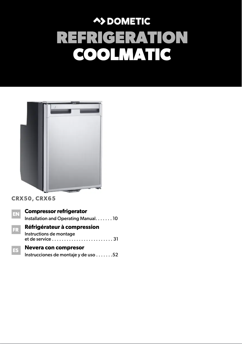 Page 1 of the manual Installation Guide Dometic CRX 50