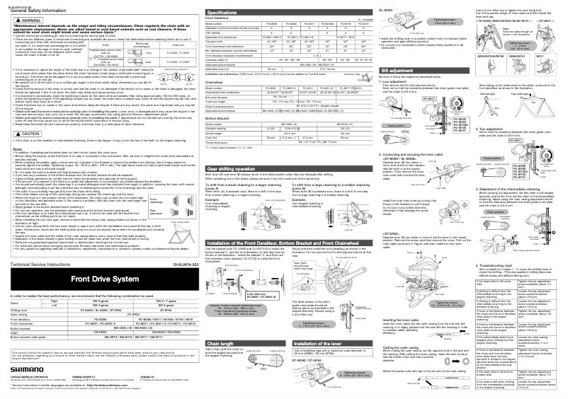 Page 1 of the manual User Manual Shimano SL-M390-R