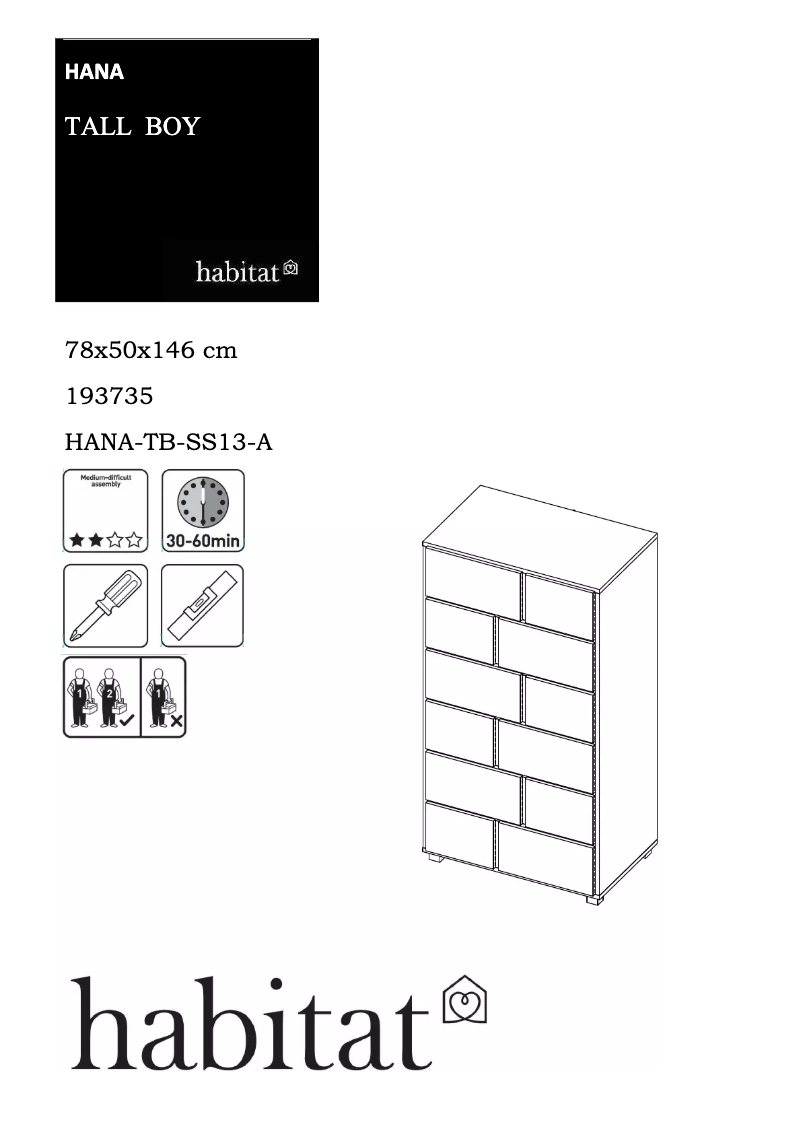 Page 1 of the manual User Manual Habitat Hana (78x50x146)
