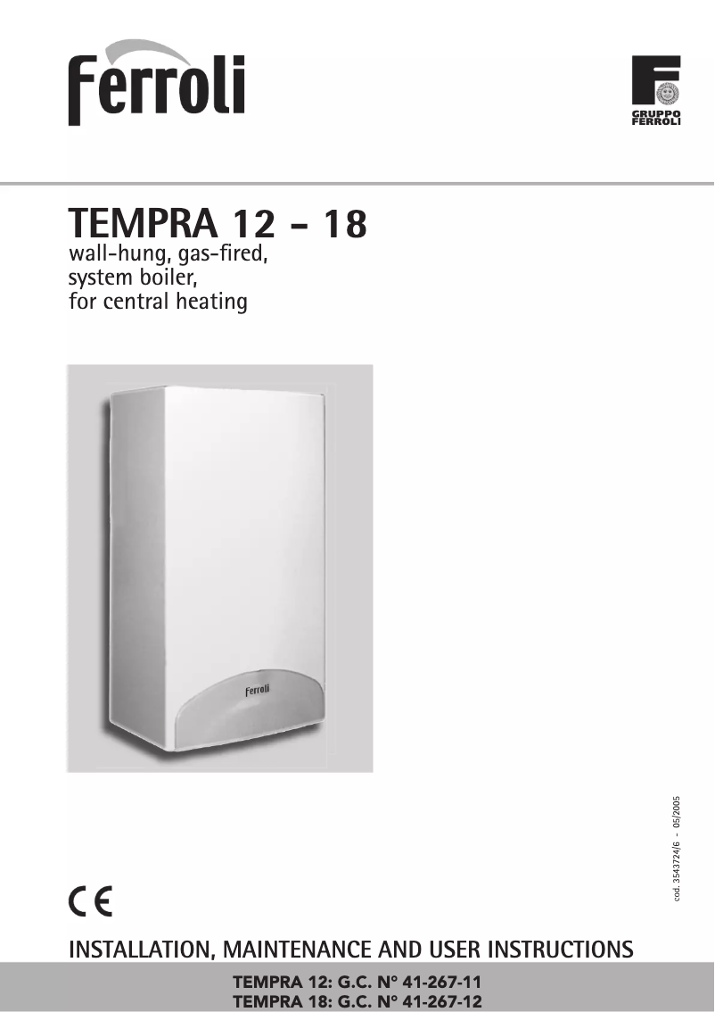 Page 1 of the manual User Manual Ferroli Tempra 18