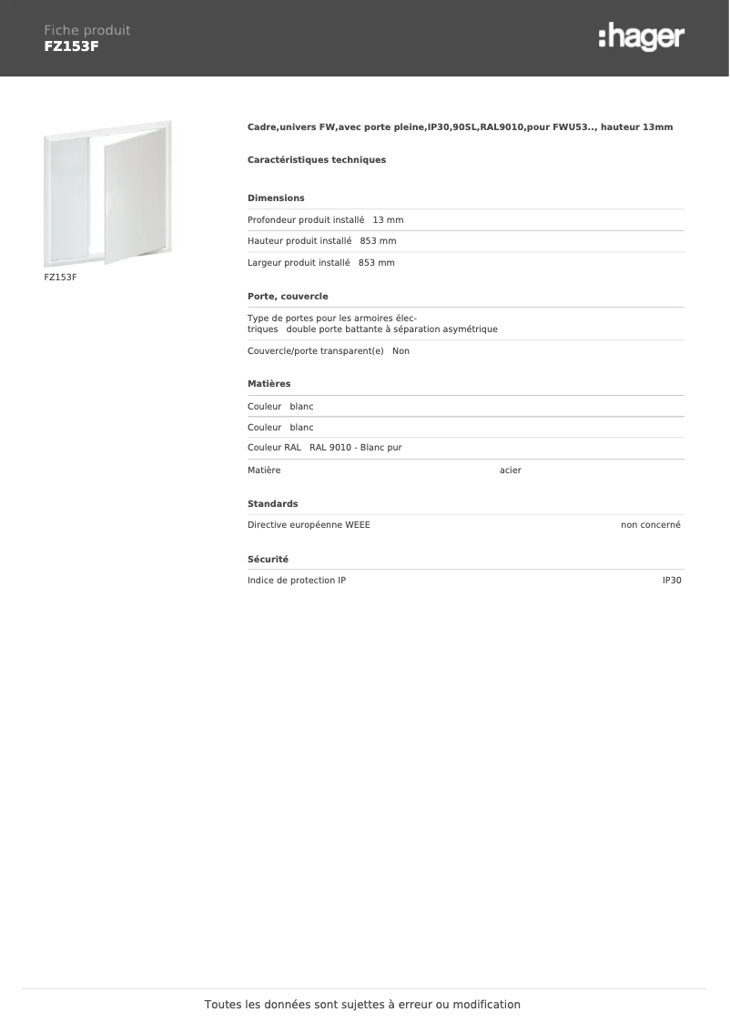 First page image of the manual for FZ153F