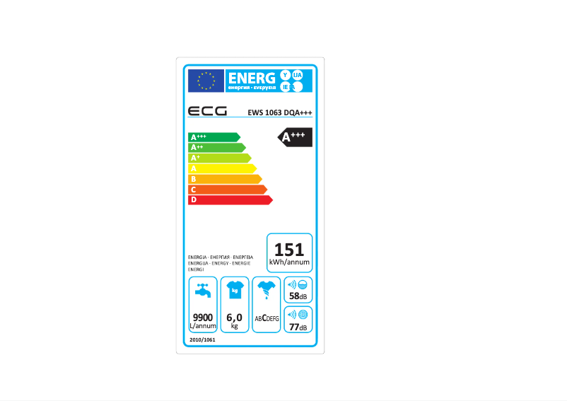 Page 1 of the manual Energy Label ECG EWS 1063 DQA+++