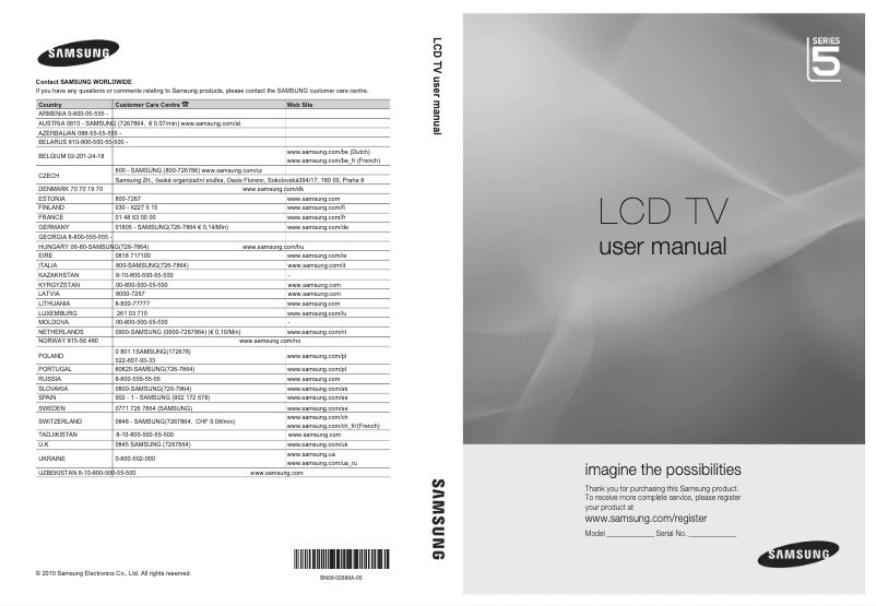 First page image of the manual for LE32C550J1W