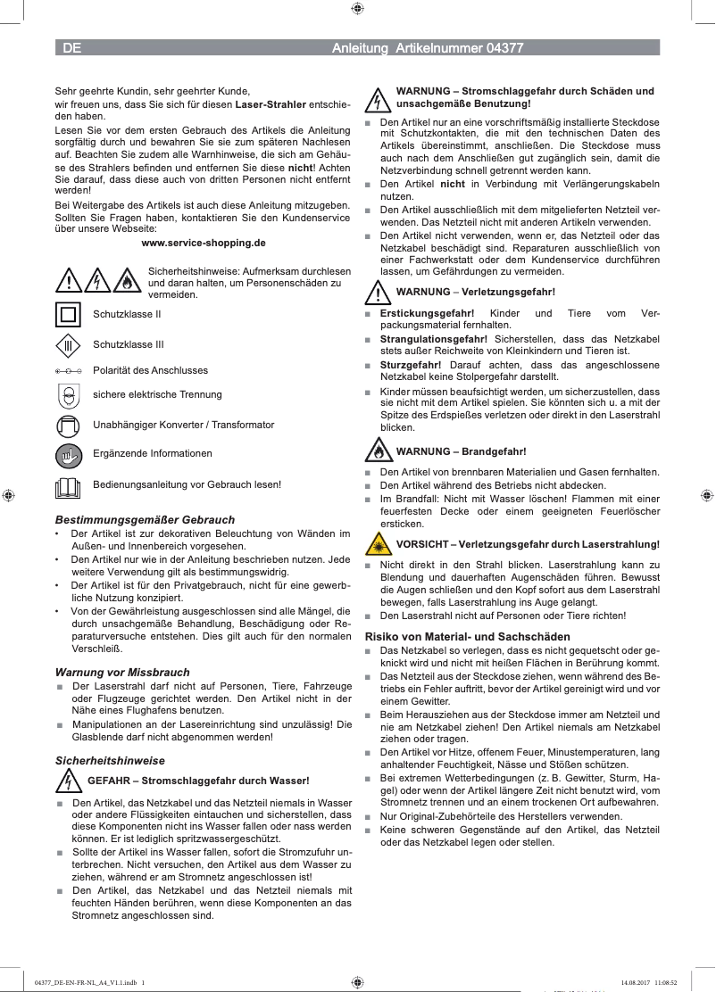 Page 1 of the manual User Manual EasyMaxx 04377