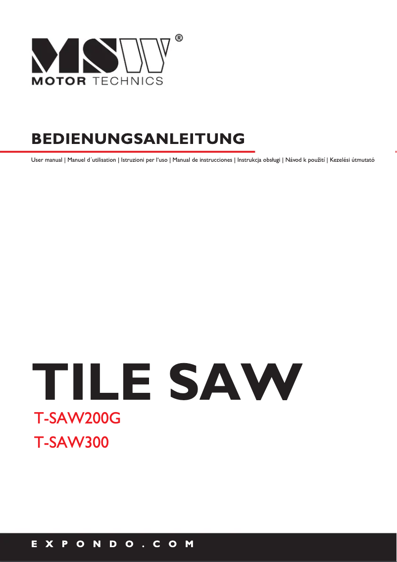 Page 1 of the manual User Manual MSW T-SAW300