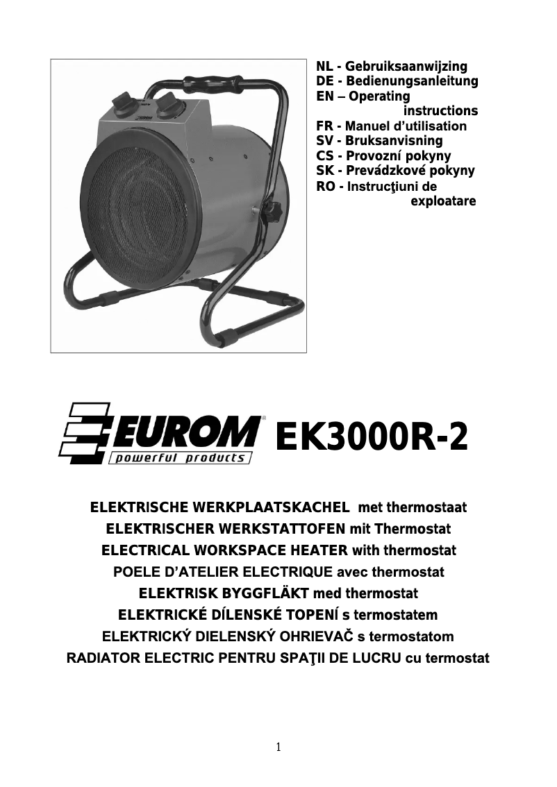 First page image of the manual for EK3000R-2