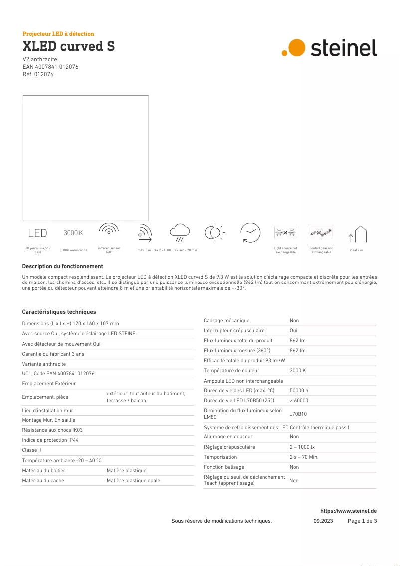 Image de la première page du manuel de l'appareil XLED home curved S