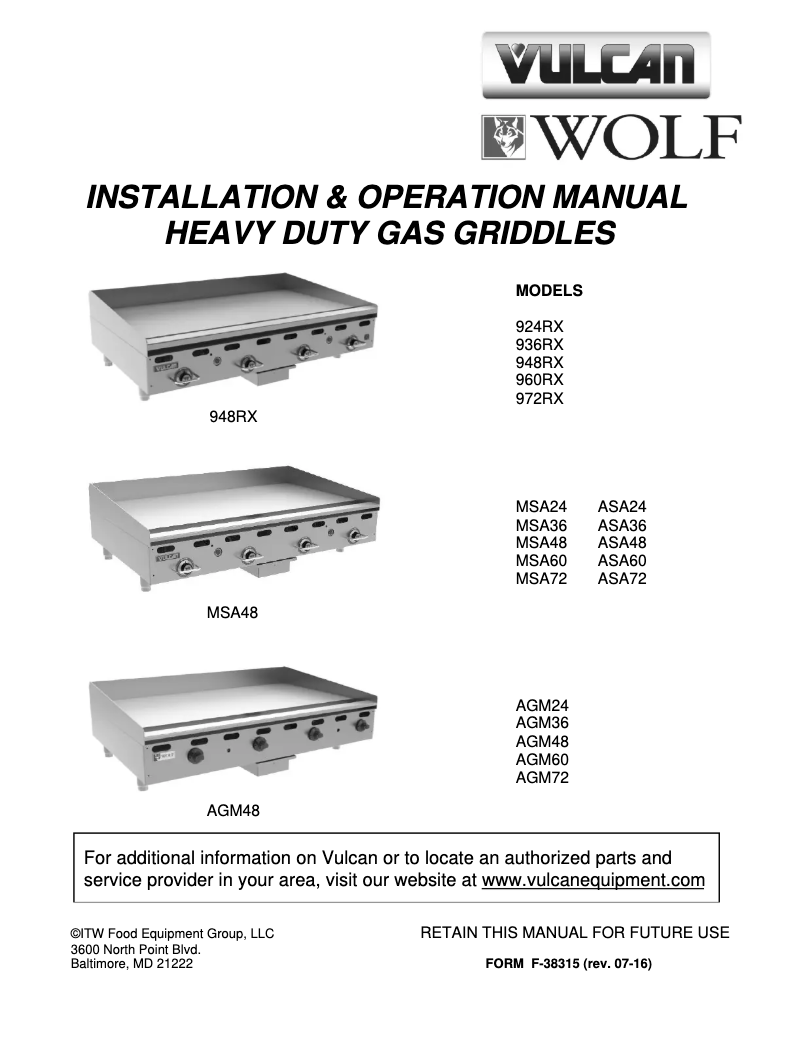 First page image of the manual for ASA60