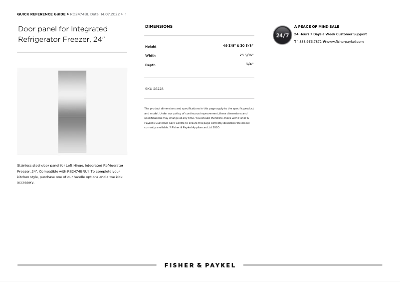 Page 1 of the manual User Manual Fisher & Paykel RD2474BL