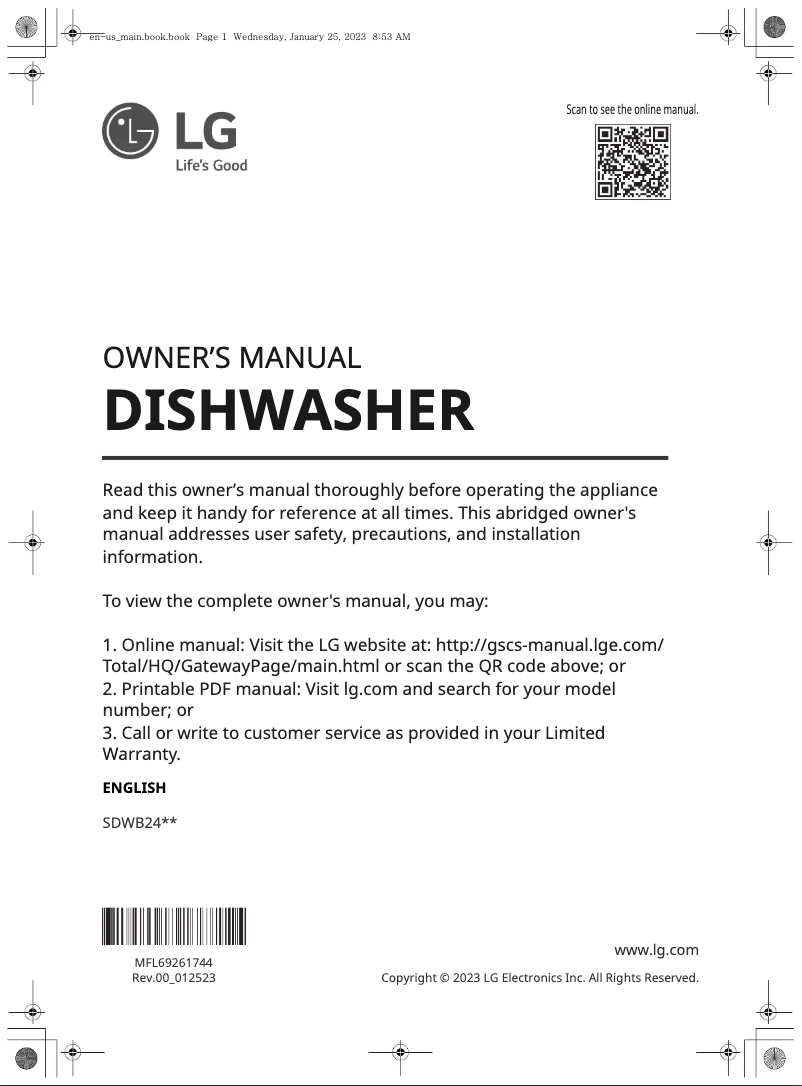 Page 1 of the manual User Manual LG SDWB24S3