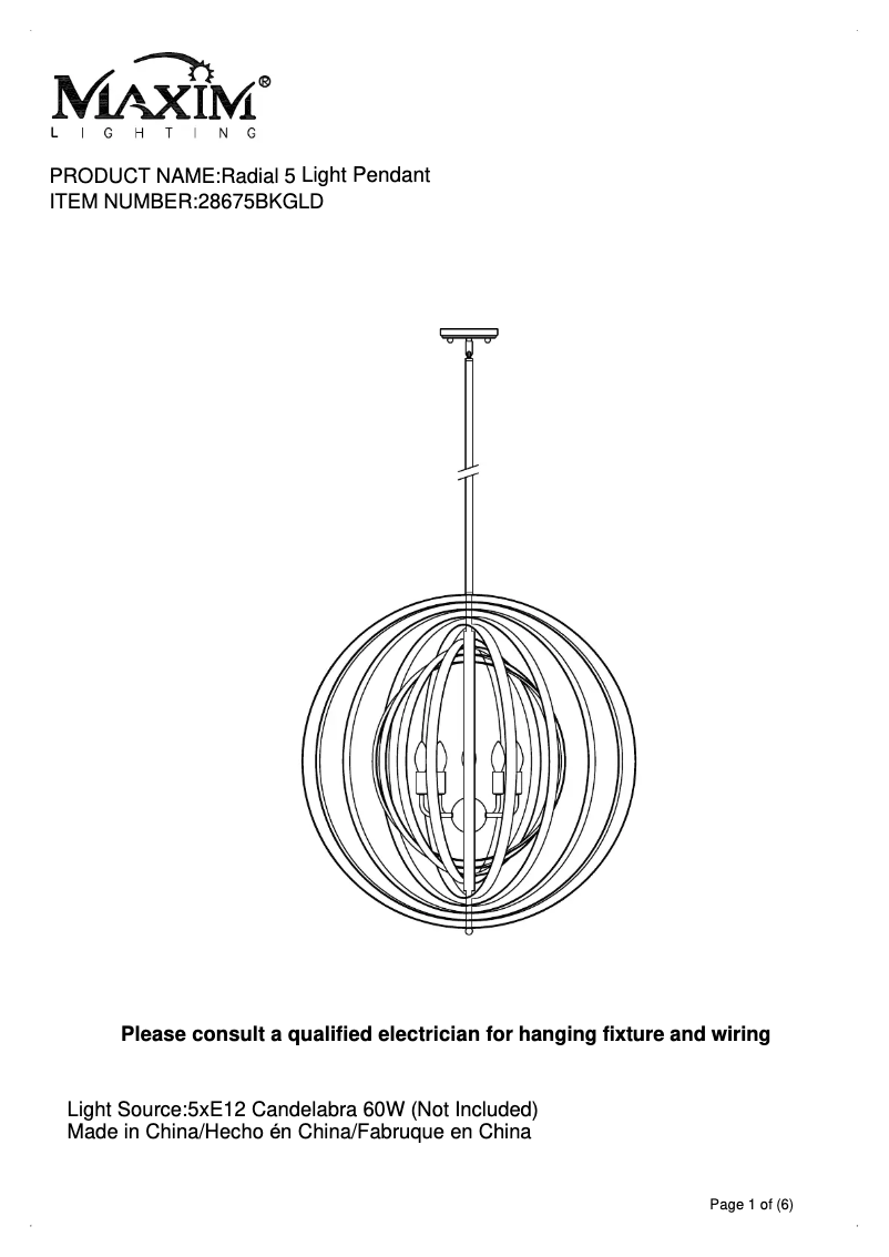 First page image of the manual for Radial 28675BKGLD