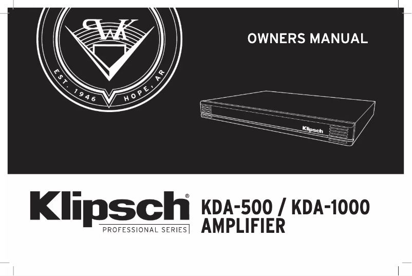 First page image of the manual for KDA-1000