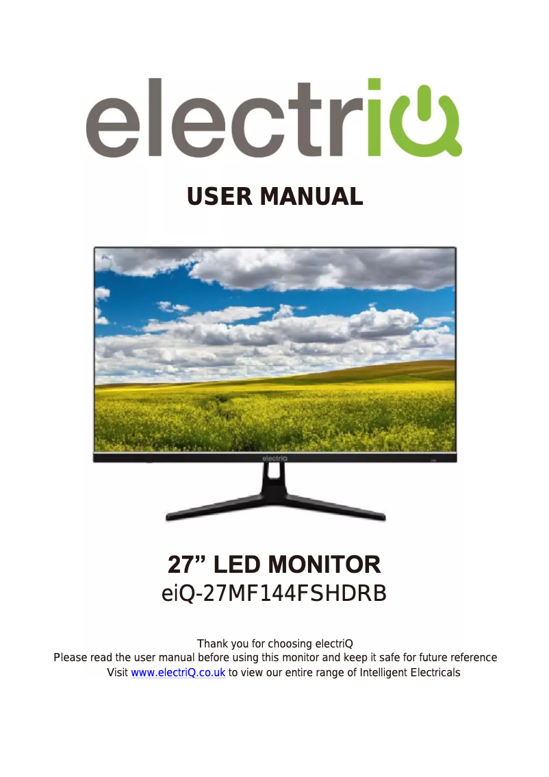 Page 1 of the manual User Manual ElectriQ eiQ-27MF144FSHDRB