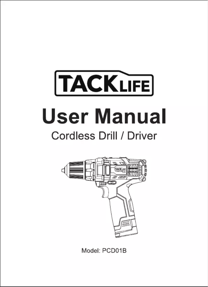 Page 1 of the manual User Manual Tacklife PCD01B