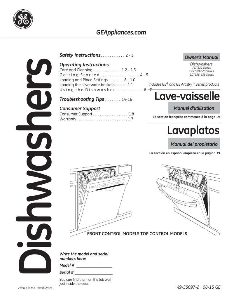 Page 1 of the manual Use and Maintenance Manual GE GDT550HGDWW