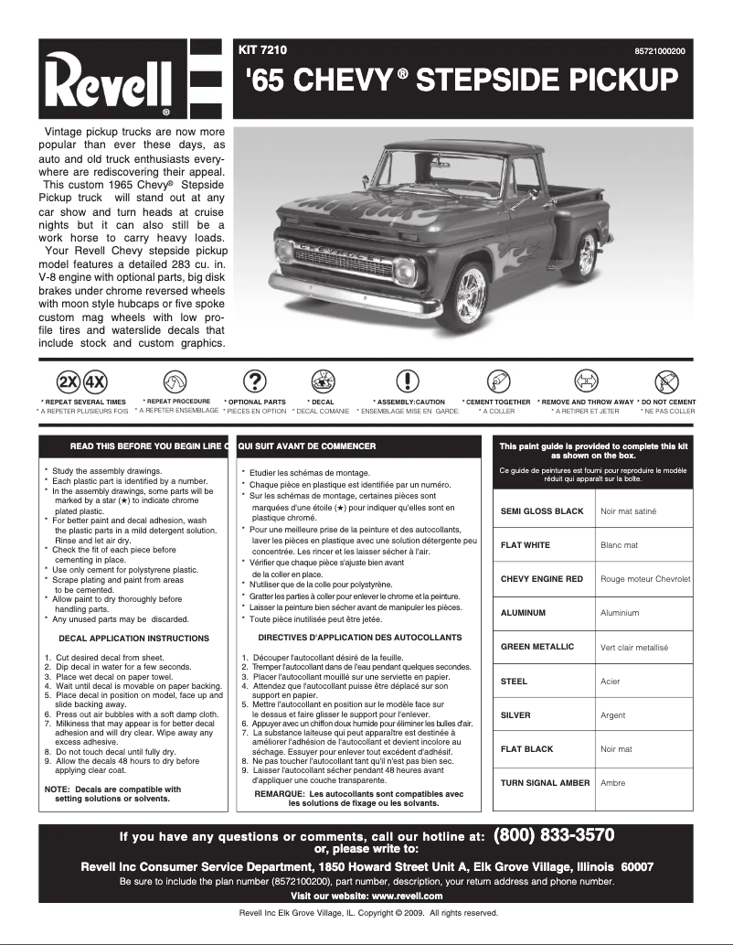 Page 1 of the manual User Manual Revell '65 Chevy Stepside Pickup 2 'n 1