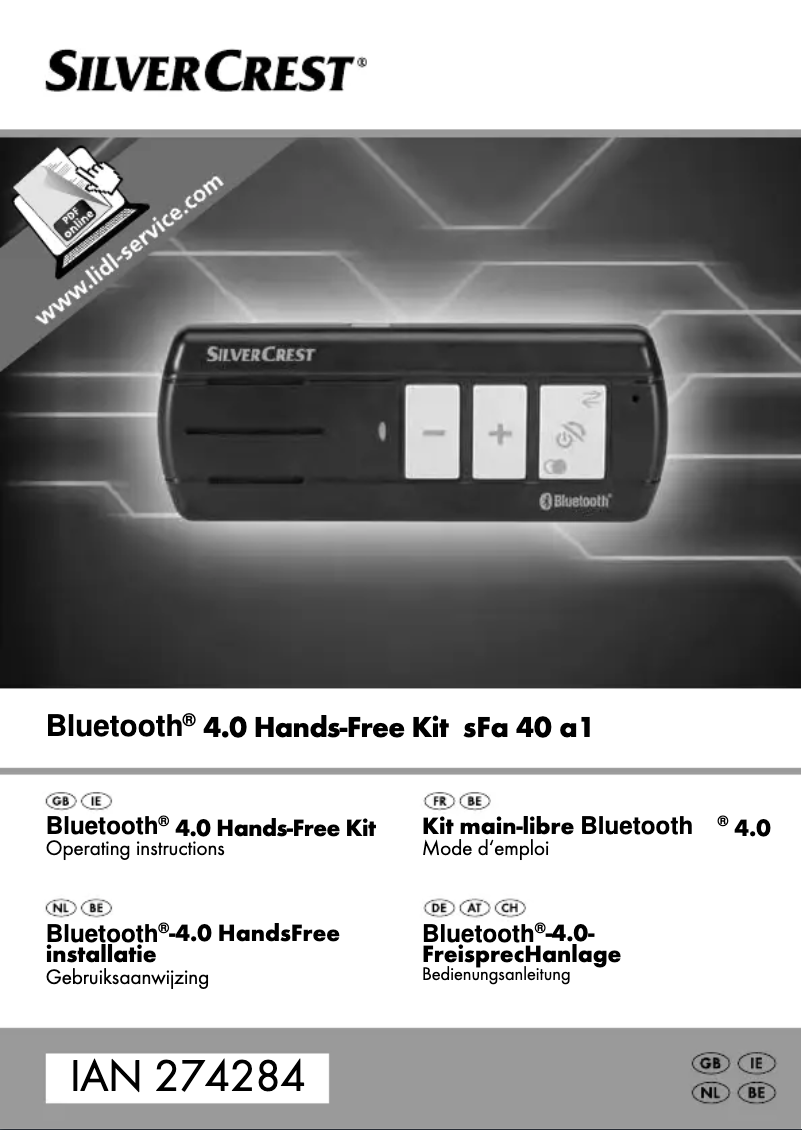 First page image of the manual for SFA 40 A1