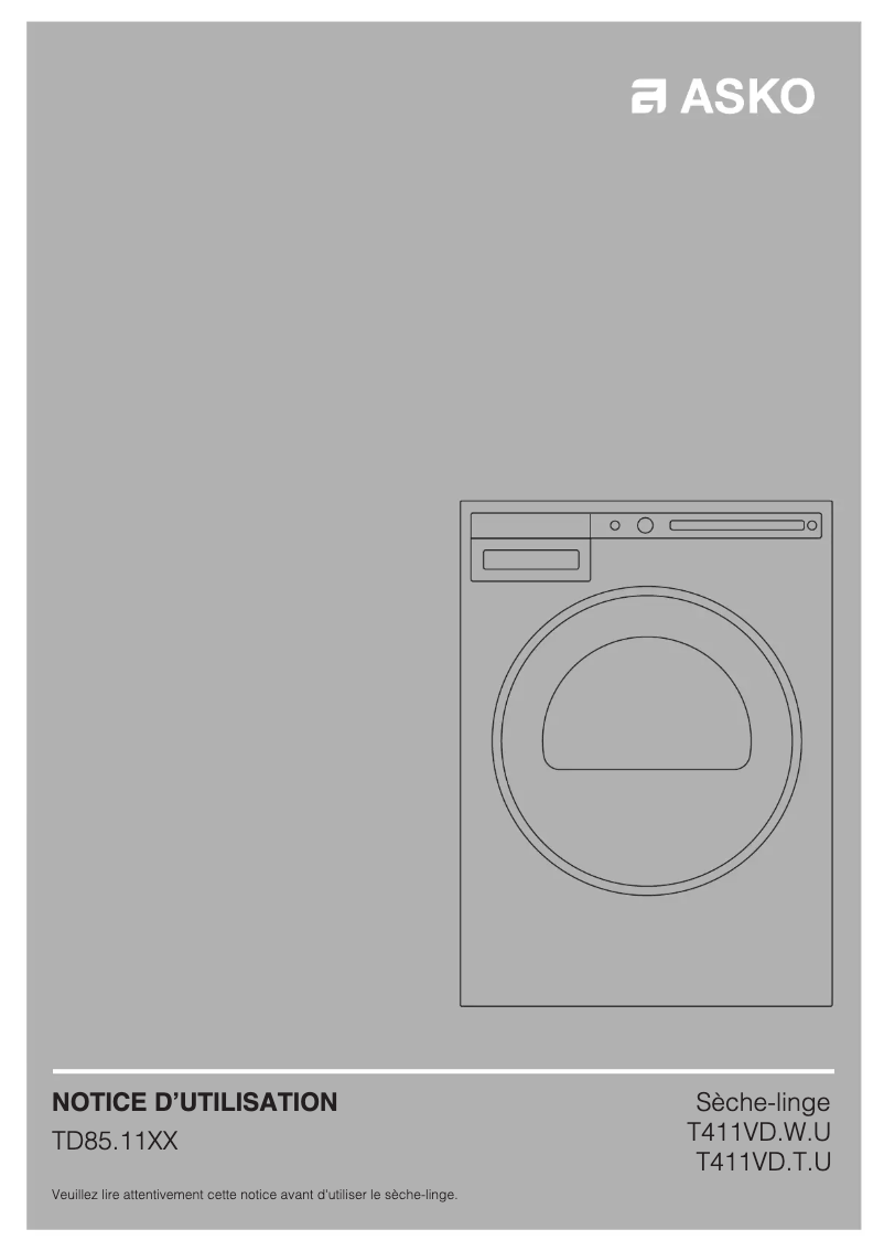 Page 1 of the manual Use and Maintenance Manual Asko T411VD.W