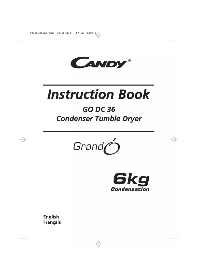 Page 1 of the manual User Manual Candy GO DC 36