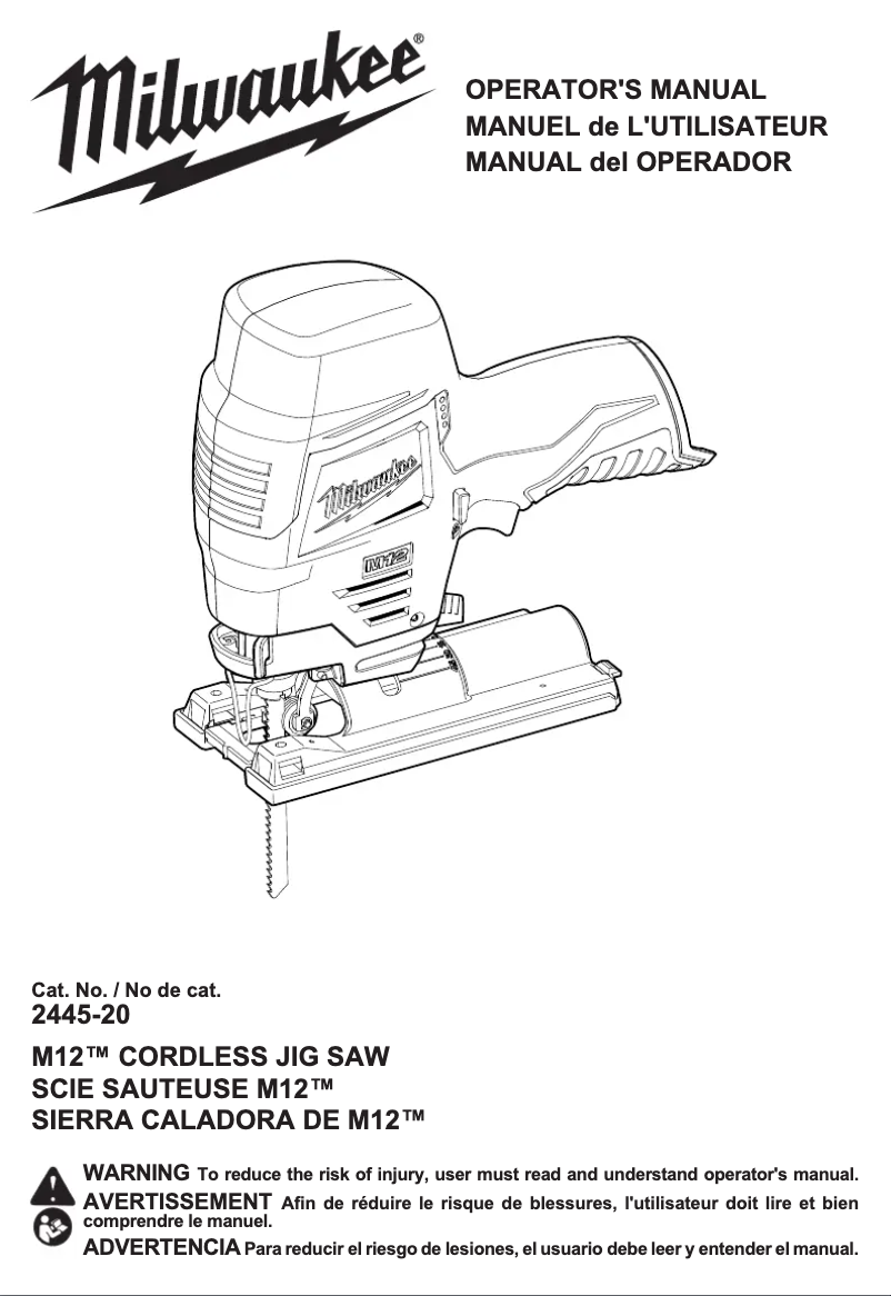 Page 1 of the manual User Manual Milwaukee M12 2445-21