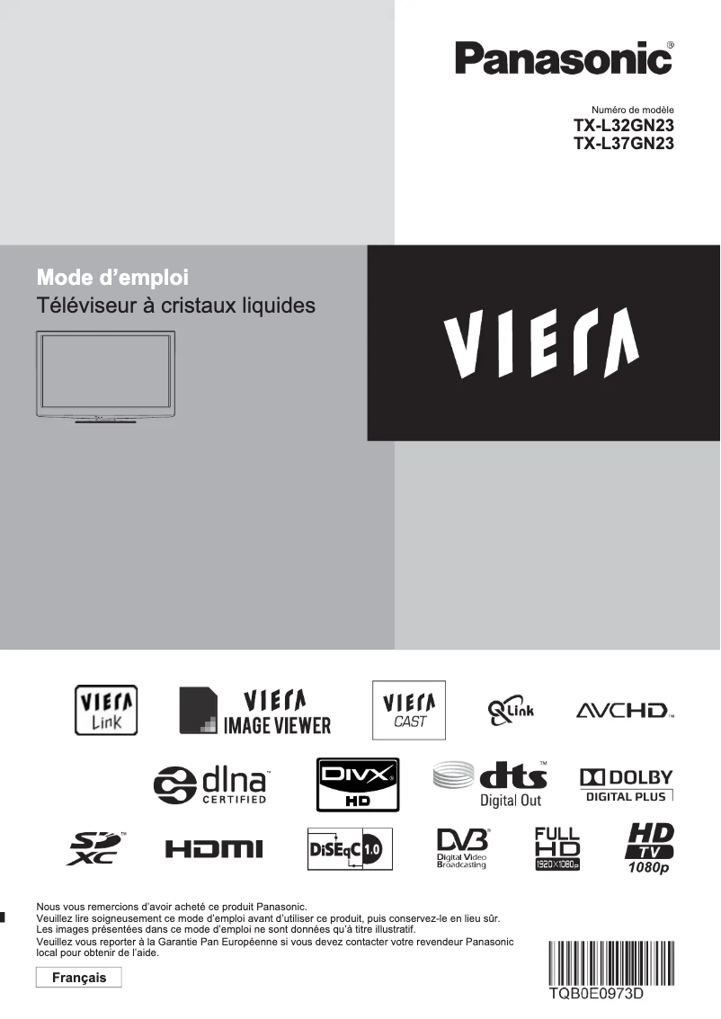 Page 1 of the manual User Manual Panasonic Viera TX-L37GN23