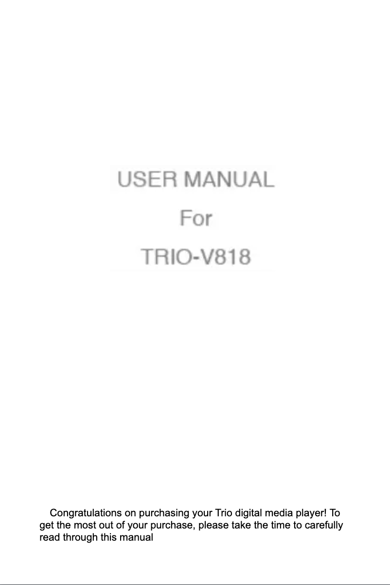 First page image of the manual for TRIO-V818
