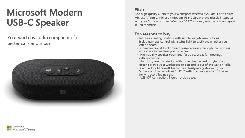 First page image of the manual for Modern USB-C Speaker