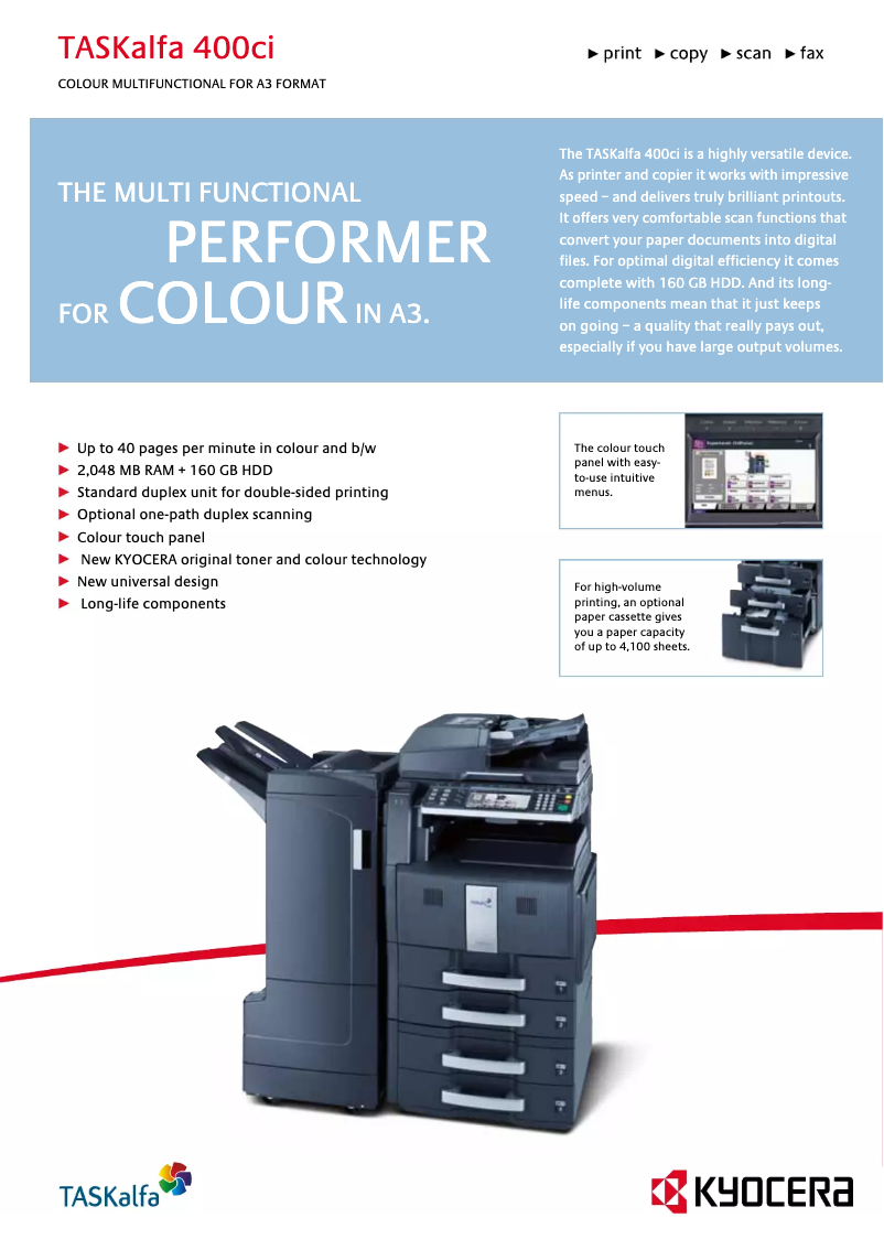 Page 1 of the manual Technical Sheet Kyocera TASKalfa 400ci